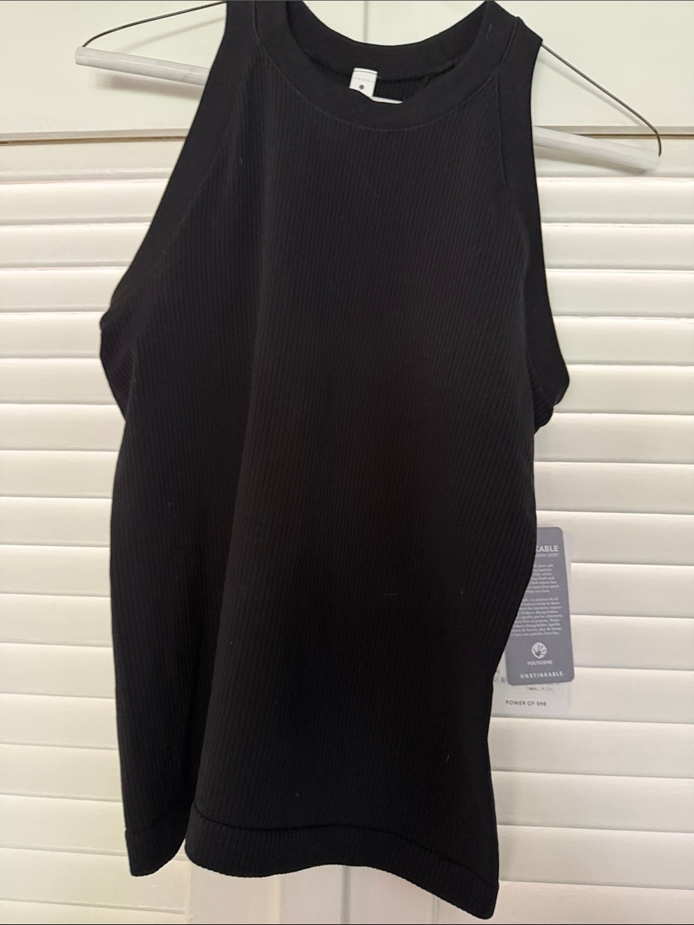 Athleta Black Ribbed High-Neck Tank